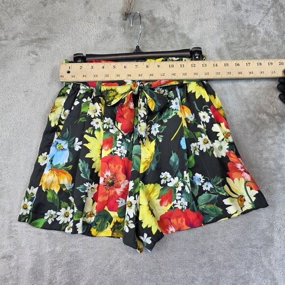 Zara Shorts Womens Medium Multicolor Floral Paperbag Belted Satin Summer - Picture 6 of 10